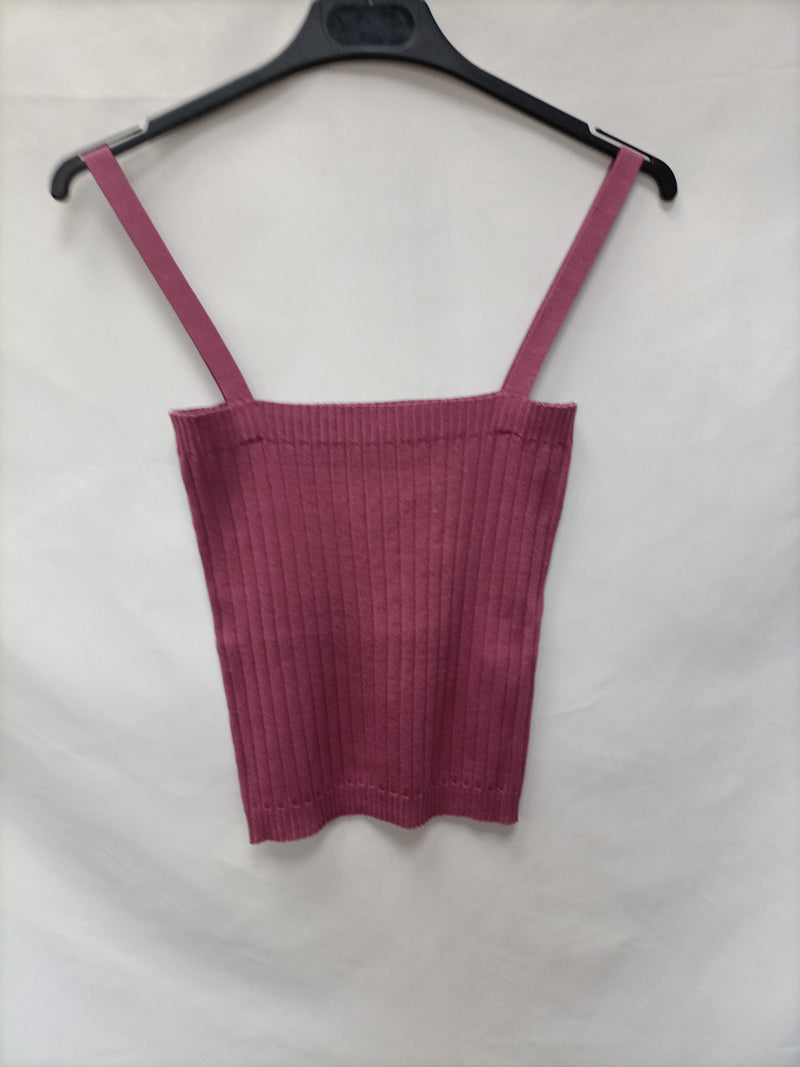 MASSIMO DUTTI. Top rosa canalé T.s
