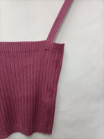 MASSIMO DUTTI. Top rosa canalé T.s