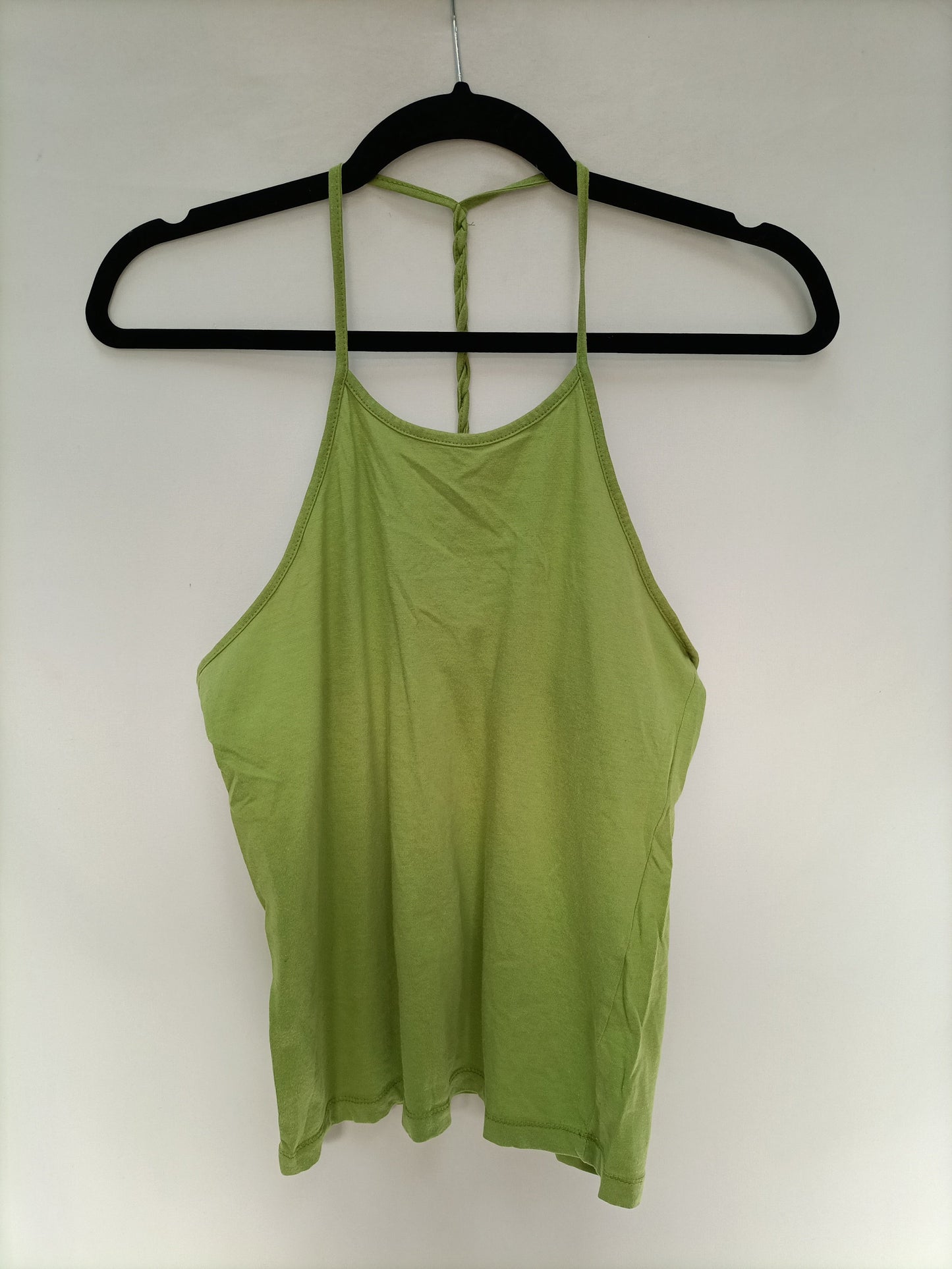 ZARA. Top verde algodón T.L