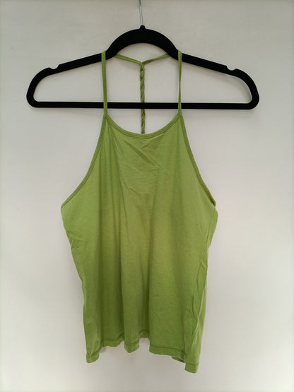 ZARA. Top verde algodón T.L