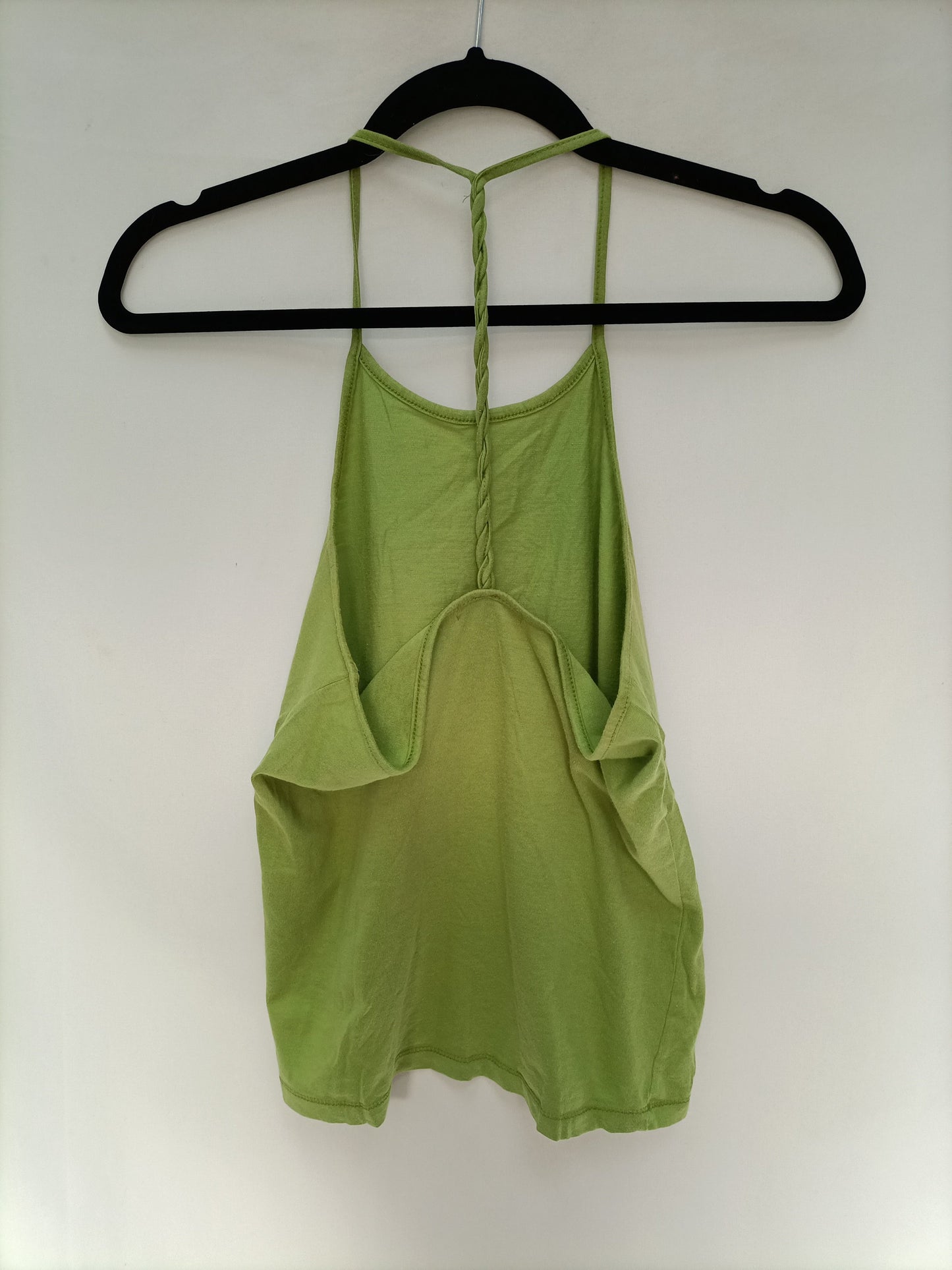 ZARA. Top verde algodón T.L