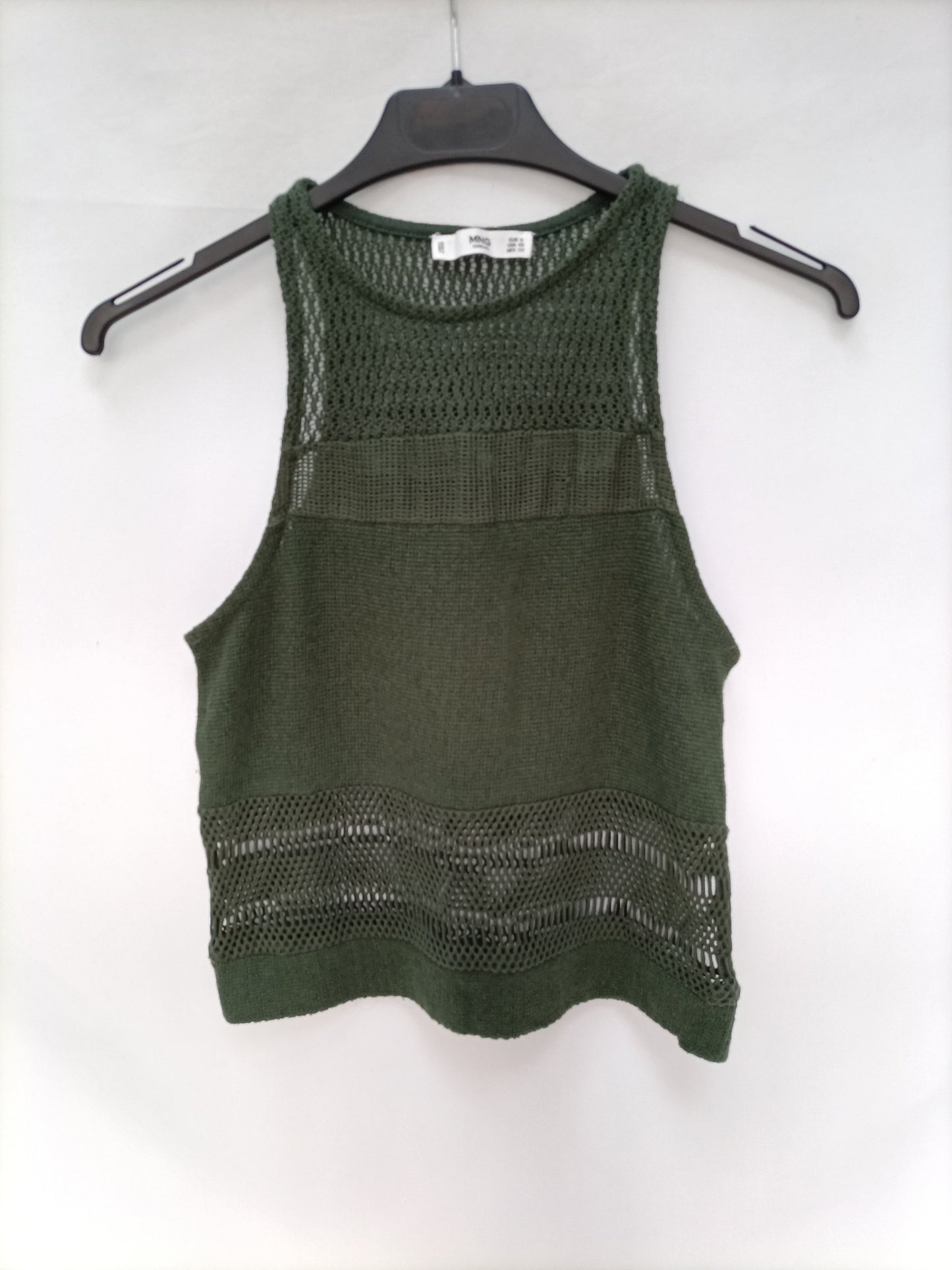 MANGO. Top verde punto T.s