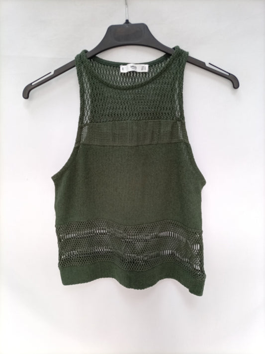 MANGO. Top verde punto T.s