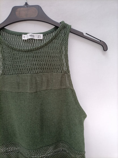 MANGO. Top verde punto T.s