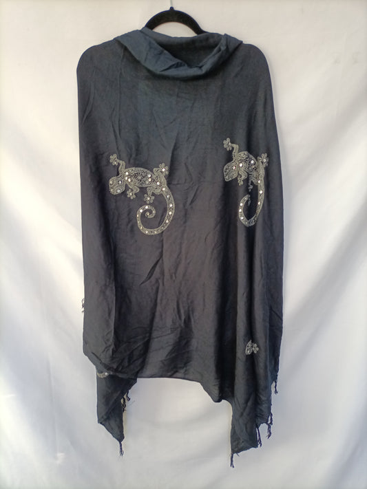 OTHERS. Black lizard scarf