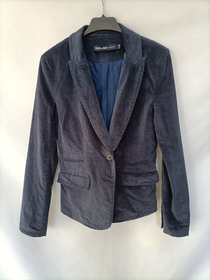 PLACE DU JOUR. Blue velvet blazer size 40