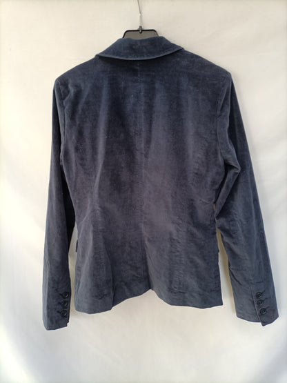 PLACE DU JOUR. Blue velvet blazer size 40