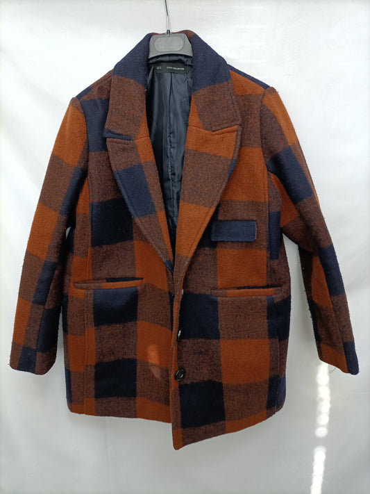 SFERA. Abrigo cuadros de paño T.m