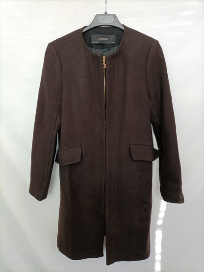 ZARA. Abrigo de paño marrón T.s