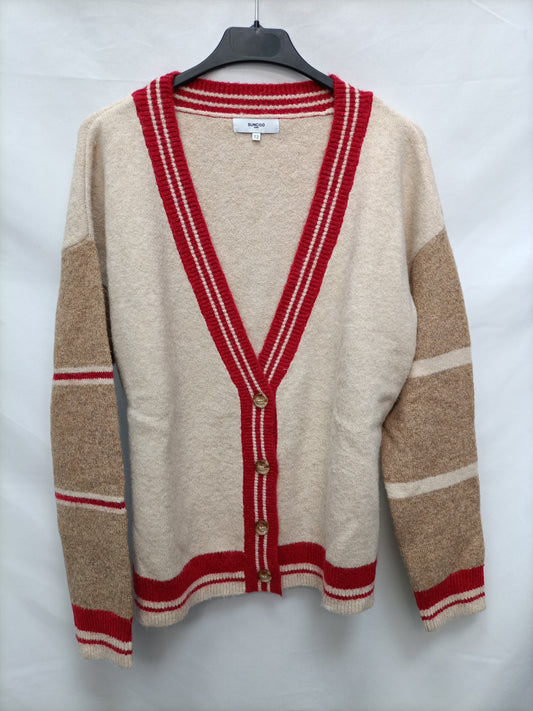 SUNCOO. Cárdigan beige y rojo T.2 (m)