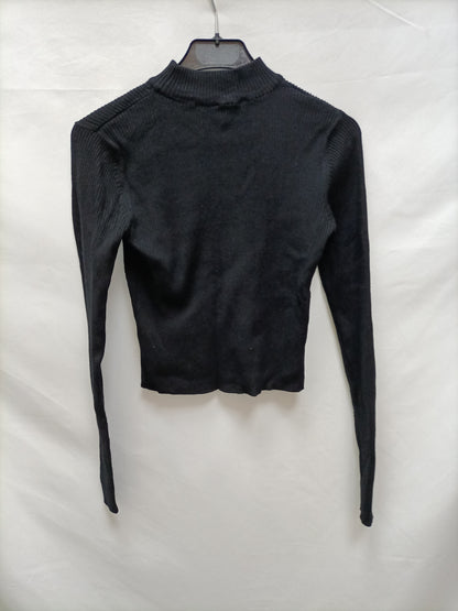 PULL&BEAR. Top negro cuello perkins T.m