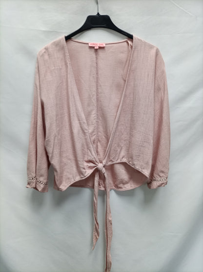 VERGE GIRLS. Pink linen top T.10 (m)