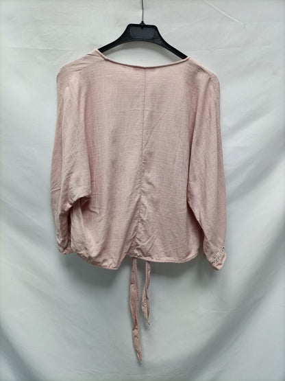 VERGE GIRLS. Pink linen top T.10 (m)