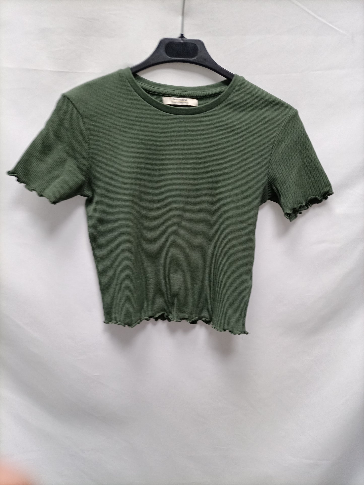 PULL&BEAR. Top verde textura T.m