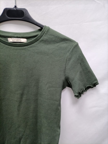 PULL&BEAR. Top verde textura T.m