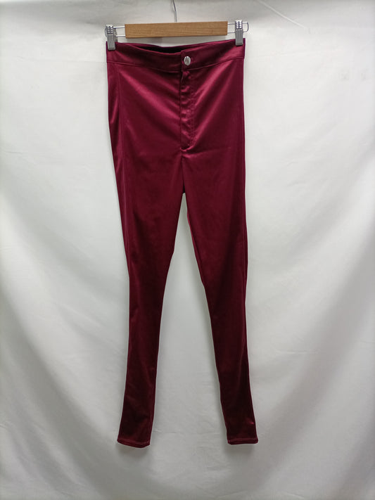 H&M. Leggins burdeos satinado T.s