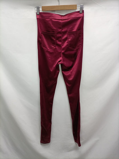 H&M. Leggins burdeos satinado T.s