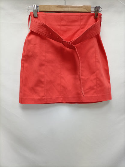 MANGO. Coral denim skirt size 36
