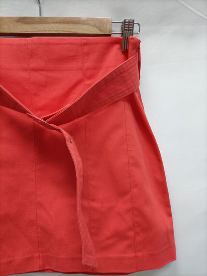 MANGO. Coral denim skirt size 36