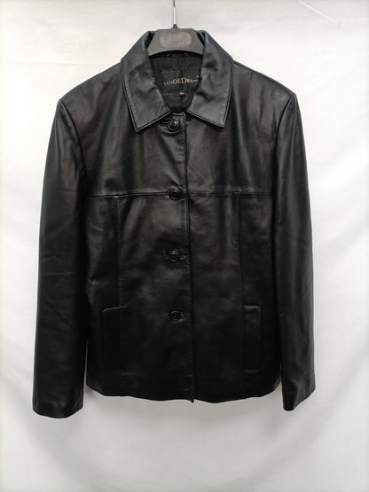 CANOE DREAMS. Chaqueta negra piel  T.40