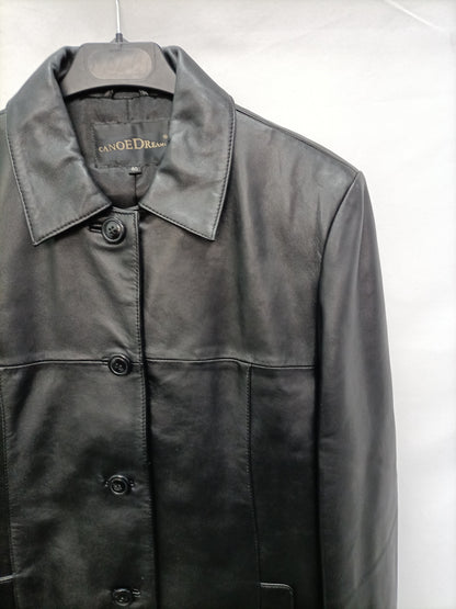 CANOE DREAMS. Chaqueta negra piel  T.40