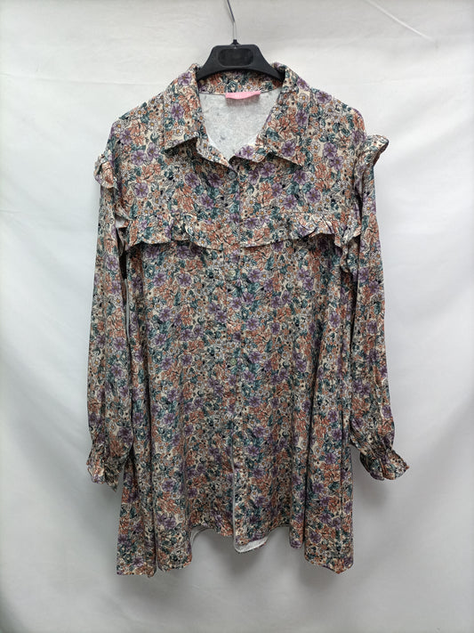 ALLO ALLO. Vestido camisero flores T.m/l