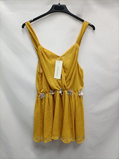LAMORENA. Yellow floral top, size 38