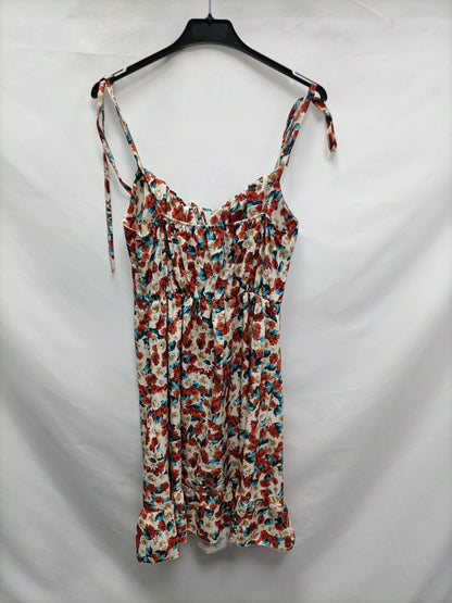 OTRAS. Vestido beige flores T.u(m)