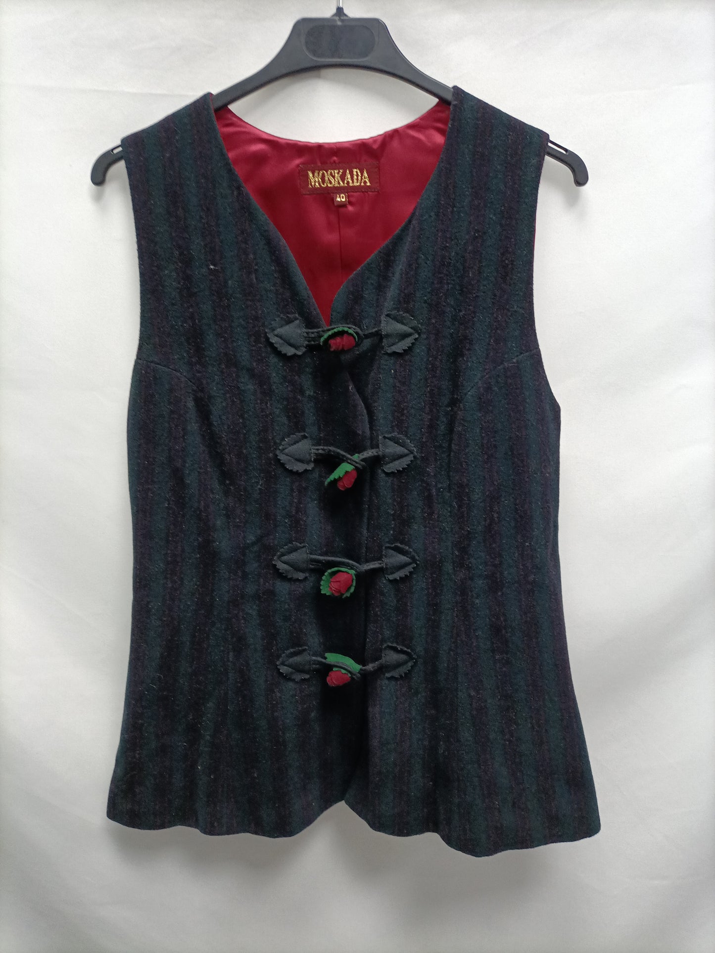 MOSKADA. Striped vest with pink details, size 40