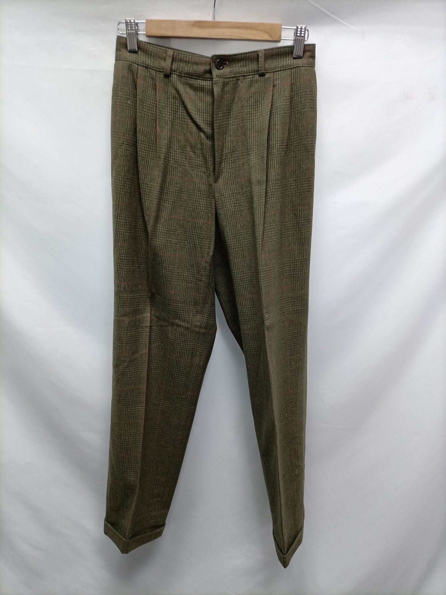 OTRAS. Pantalon de vestir pata de gallo verde T.U