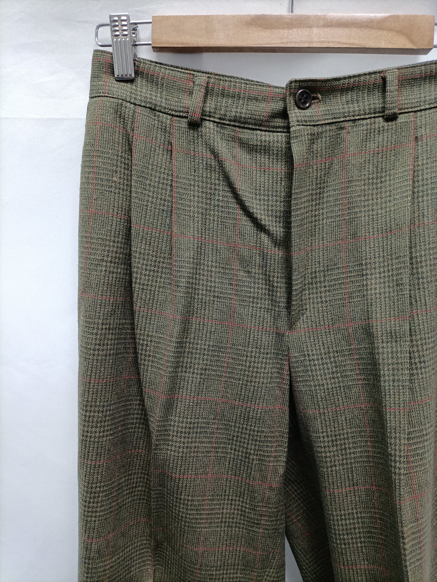 OTRAS. Pantalon de vestir pata de gallo verde T.U