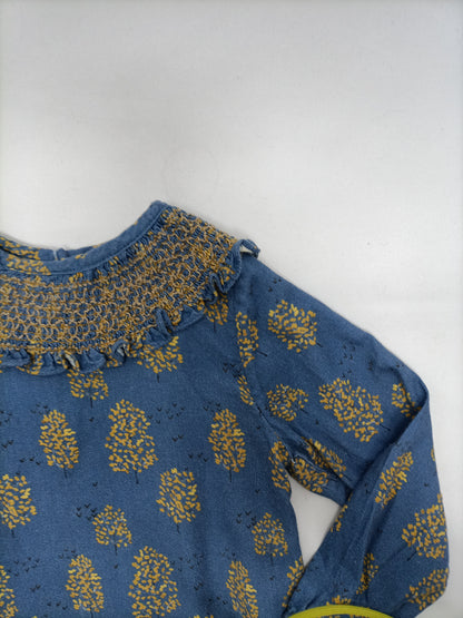 BONNET À POMPON. Blusa azul estampado T.18m