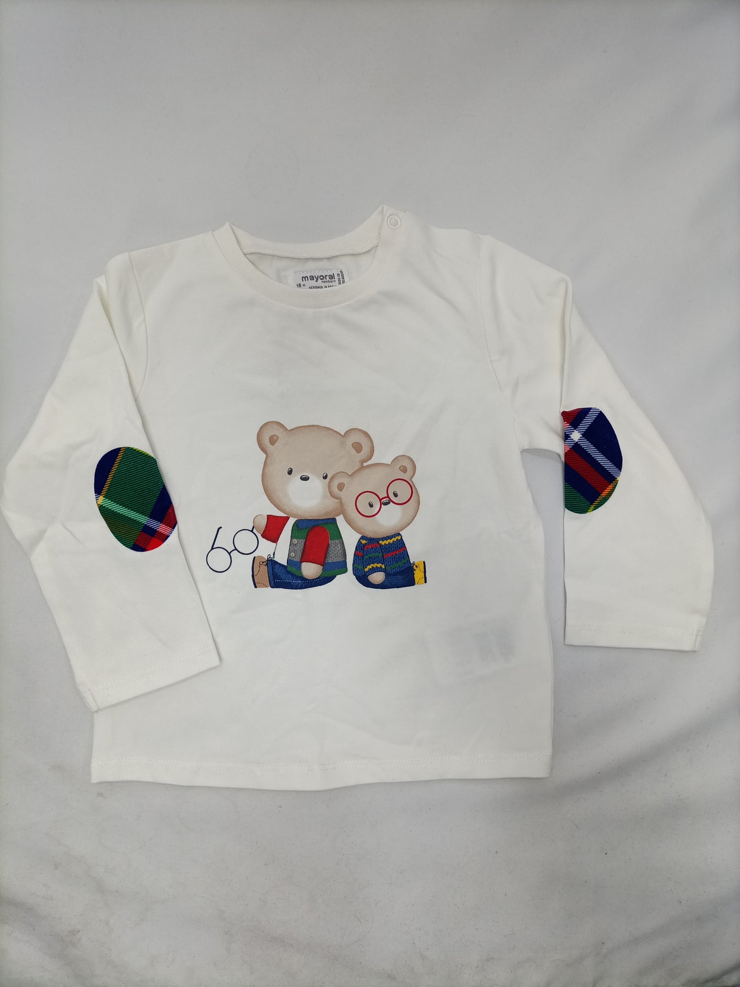 MAYORAL. Camiseta blanca osos T.18 meses