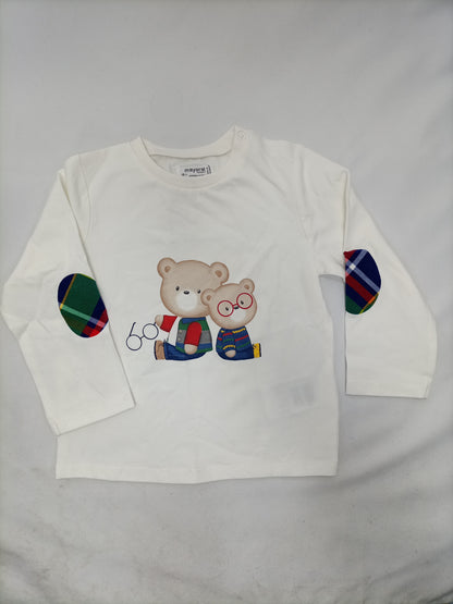 MAYORAL. Camiseta blanca osos T.18 meses