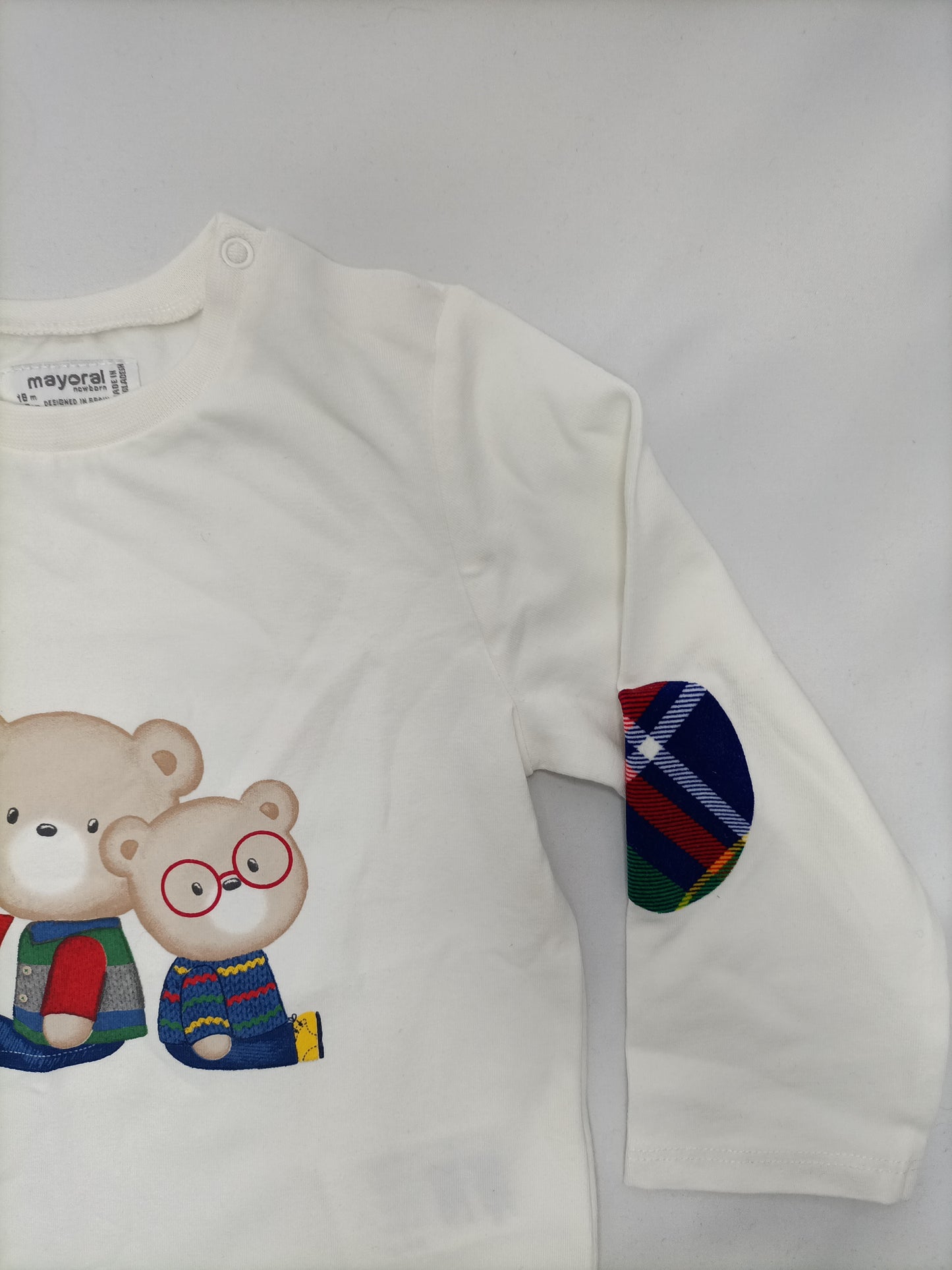 MAYORAL. Camiseta blanca osos T.18 meses