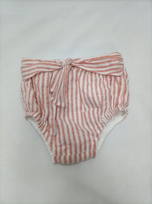 GOCCO. Coral and white striped romper, size 0/1 months