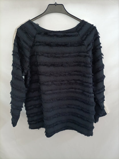 ZARA. Top azul flecos raya T.xs