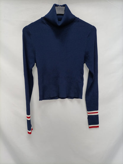 ZARA. Blue ribbed Ts top