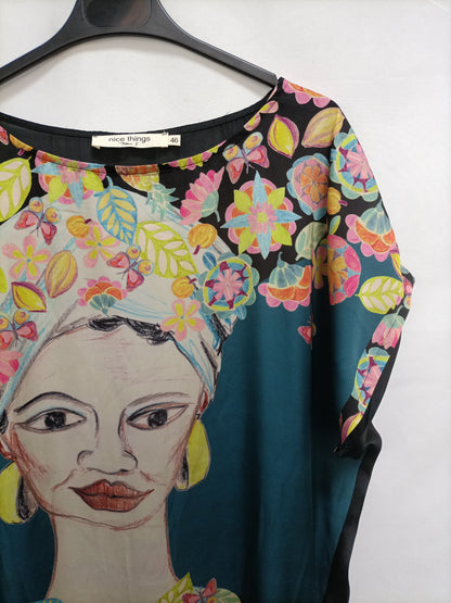 NICE THINGS. Two-tone short dress, size 46