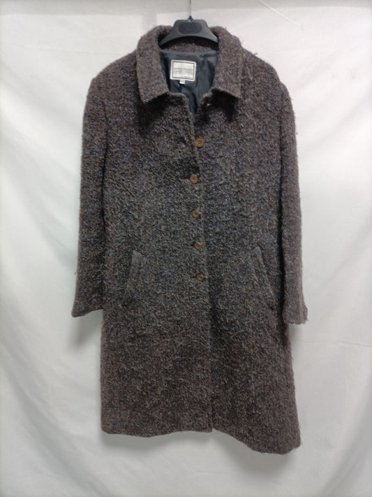 MARIA MARIÑO. Abrigo marrón y azul borrego T.44