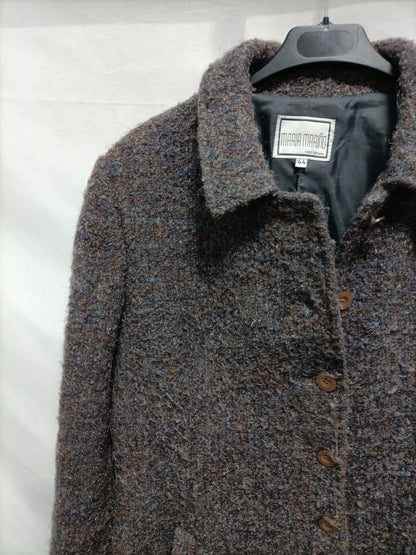 MARIA MARIÑO. Abrigo marrón y azul borrego T.44