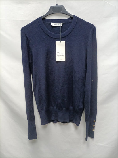 ZARA.Jersey de punto azul T.m