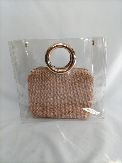 OTHERS. Transparent and raffia handbag