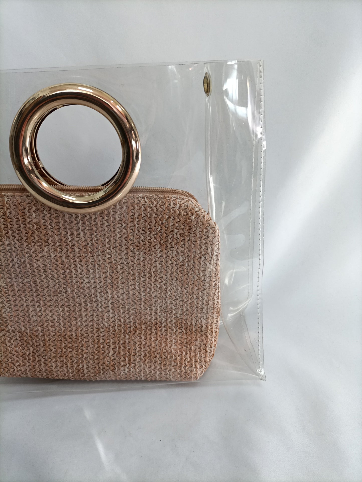 OTHERS. Transparent and raffia handbag