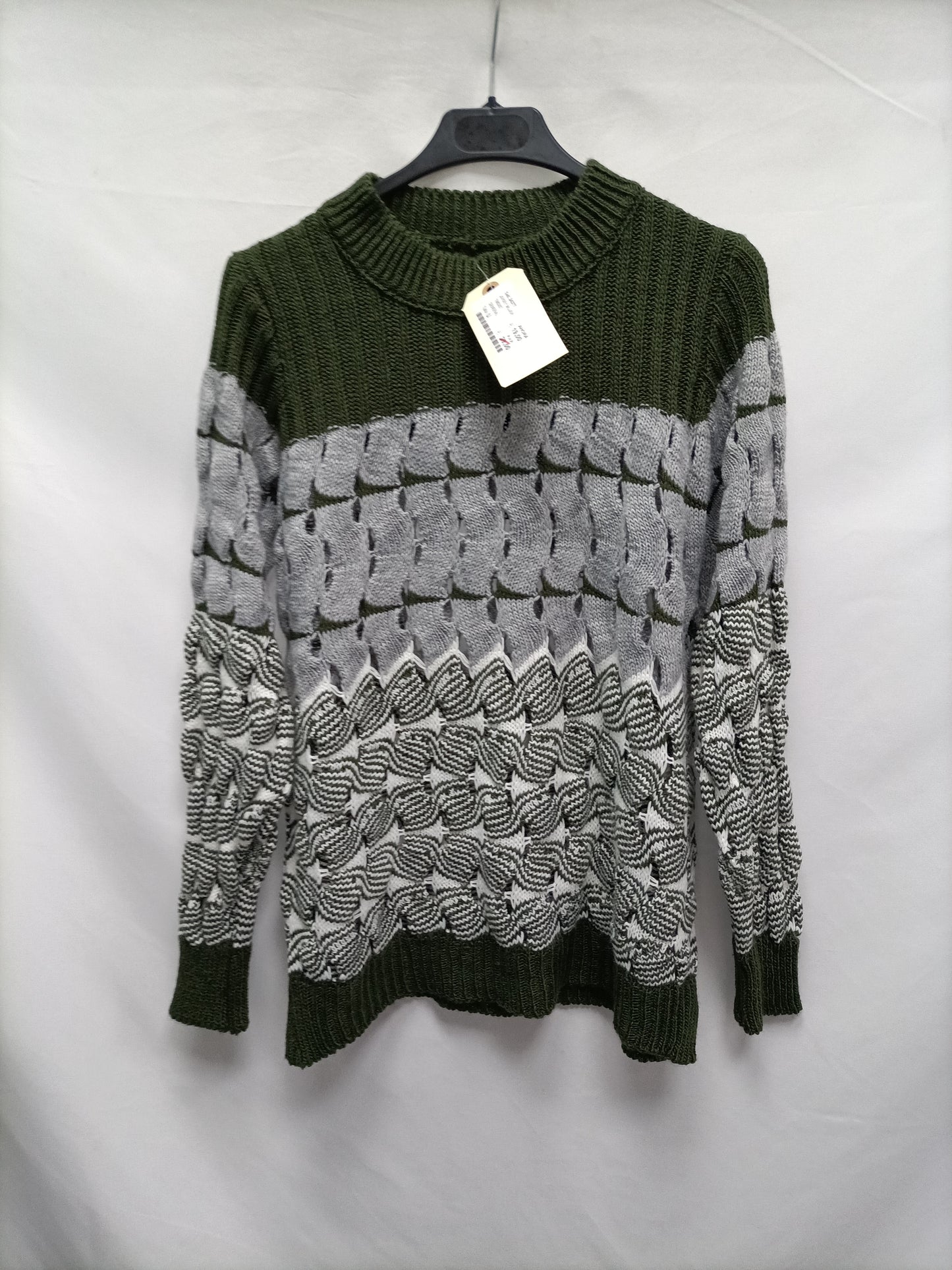 OTRAS. Jersey troquelado gris y verde T.u (m)