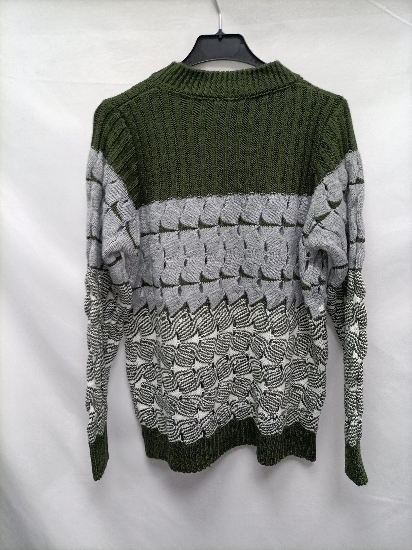 OTRAS. Jersey troquelado gris y verde T.u (m)