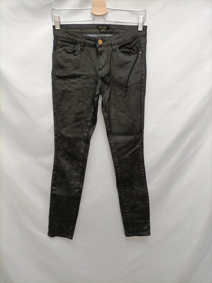 MASSIMO DUTTI. Black waxed trousers, size 36