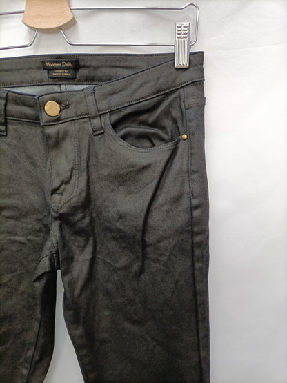 MASSIMO DUTTI. Black waxed trousers, size 36