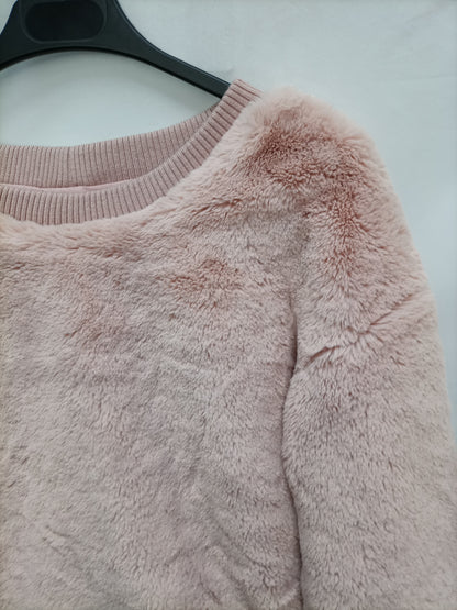BERSHKA. Sudadera rosa pelito T.s