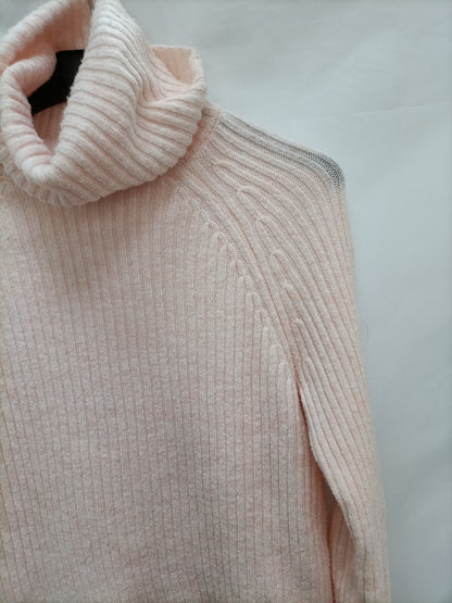 MANGO. Jersey rosa canalé T.s